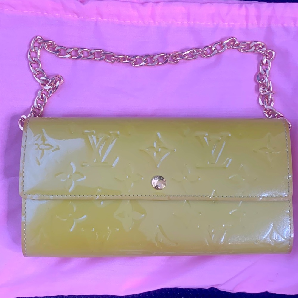 Louis Vuitton Sarah Patent leather lime green wallet